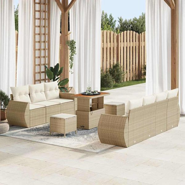 vidaXL Garten-Sofa-Set 10-teilig Beige und Creme 90 x 55 x 71 cm, 3363791