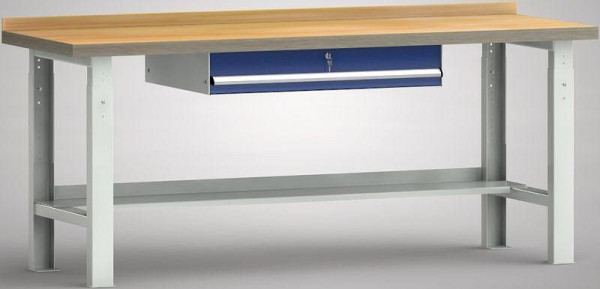 KLW Profi-Werkbank - 2000 x 700 mm L x T, Höhenverstellung: 745 - 1045 mm, eine Einzelschublade 150 mm Fh-EA, variabel, WP513V-2000M45-E7020
