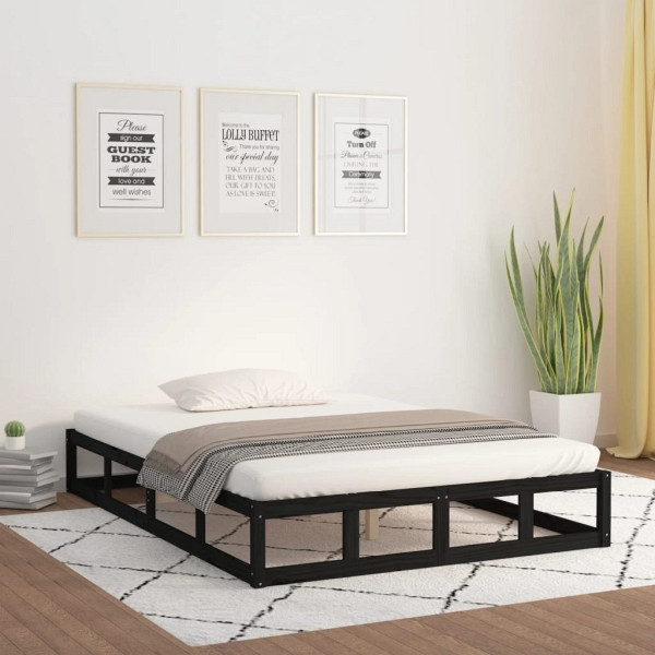 vidaXL Massivholzbett Schwarz 140x190 cm, 820845, 8720287137337