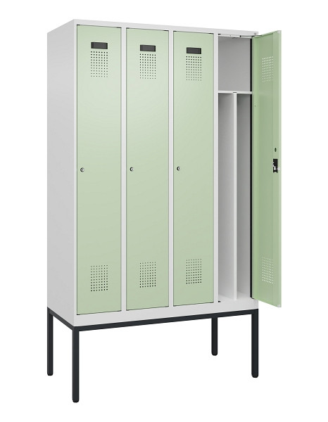 C+P Spind Evolo PLUS, Gestell, 4 Abteile, 2120x1200x500mm, 9016/6019, Verschluss Zylinderschloss, 0490307-40F S10046