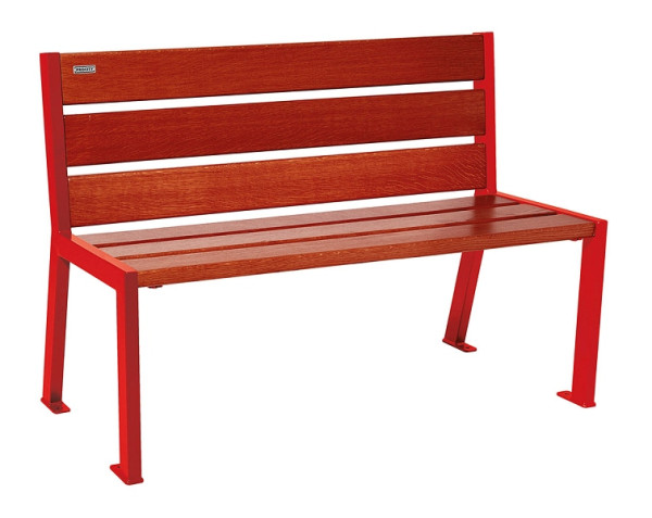 Procity Sitzbank Silaos 6 Holzlatten, 1200 mm, Ohne Armlehne, Holz & Stahl, Mahagoni/RAL 3020, 209601.3020.ACAJ