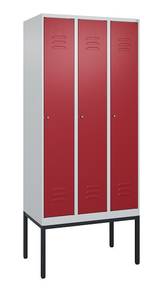 C+P Umkleidespind Classic PLUS, Gestell, 3 Abteile, 2120x900x500mm, 7035/3003, Zylinderschlösser, 0800307-30 S10016