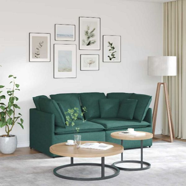 vidaXL Modulares Sofa mit Kissen Stoff Dunkelgrün, 3321241