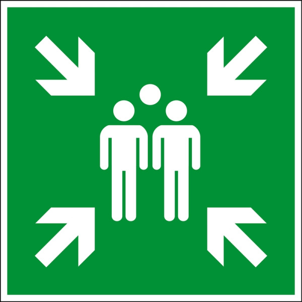 Eichner Fluchtwegsschild "Sammelstelle", B x H: 60 x 60 cm, Aluminium geprägt, Stärke 0,4 mm, 9225-14024-060