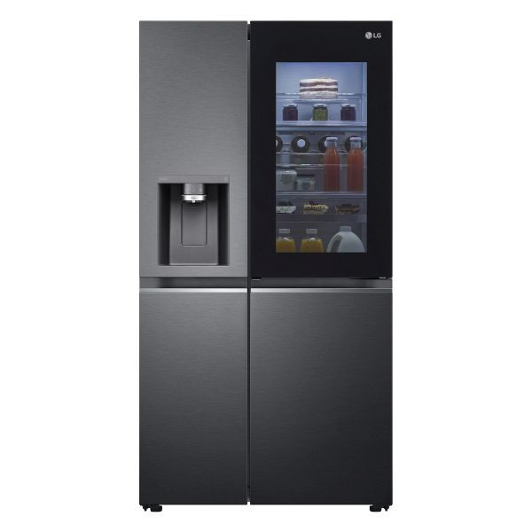 LG Side-by-Side Kühlschrank mit InstaView Door-in-Door, Eis-, Crushed Ice- und Wasserspender, 635 Liter Kapazität, Platinum Silver, GSXV91MCAF