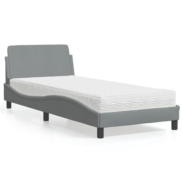 vidaXL Bett mit Matratze Hellgrau 80x200 cm Stoff, 3208284