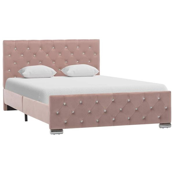 vidaXL Bettgestell Rosa Samt 120x200 cm, Polyester, 286825