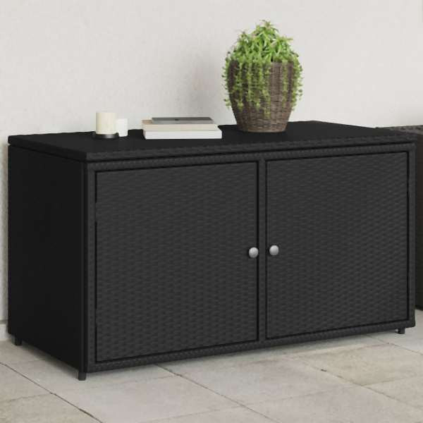 vidaXL Gartenschrank Schwarz 110x55x60,5 cm Poly Rattan, 365567