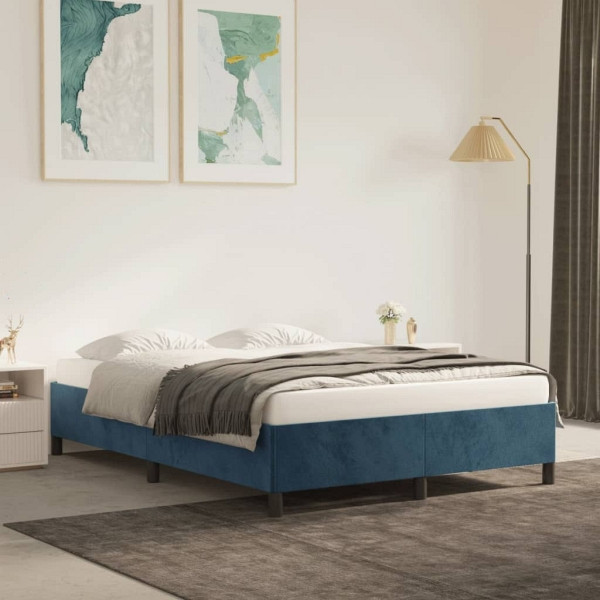 vidaXL Bettgestell Dunkelblau 140x200 cm Samt, Polyester, 347328