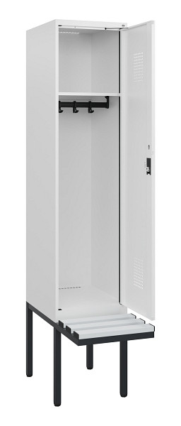 C+P Spind Evolo PLUS, 1 Abteil, 1950x400x815mm, 9016/9016, Zylinderschloss, Material Sitzfläche Kunststoff, 0490405-12 S10101