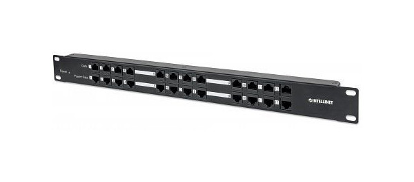 INTELLINET 12-Port Passives PoE-Patchpanel / Midspanlösung, 720342