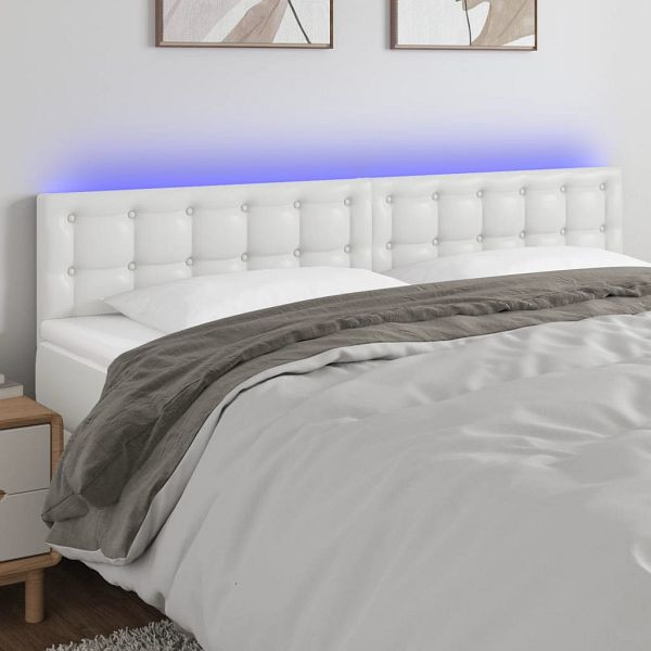 vidaXL LED Kopfteil Weiß 160x5x78/88 cm Kunstleder, 3121709