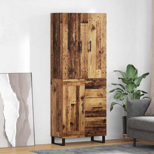 vidaXL Highboard mit Schubladen 2 pcs Altholz Engineered Wood und Glas, 3415697