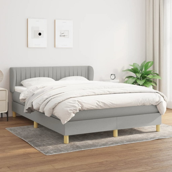 vidaXL Boxspringbett mit Matratze Hellgrau 140x190 cm Stoff, 3126957