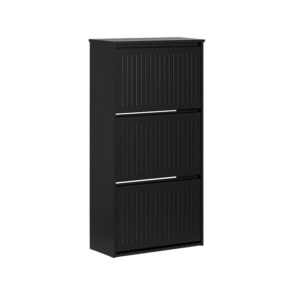 SoBuy Schuhschrank mit 3 Türen Schwarz 61x26x120 cm, Funktional, FSR165-H-SCH