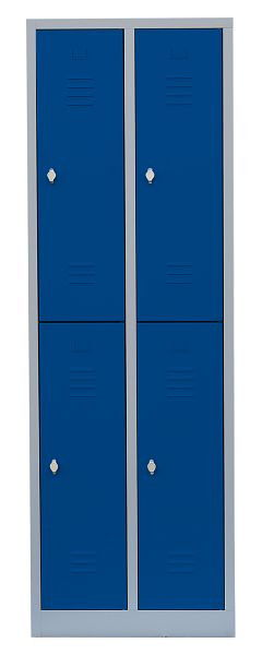 Lüllmann Stahl-Kleiderschrank / Garderobenschrank, 1800 x 600 x 500 mm, Lichtgrau/Enzianblau, 520221