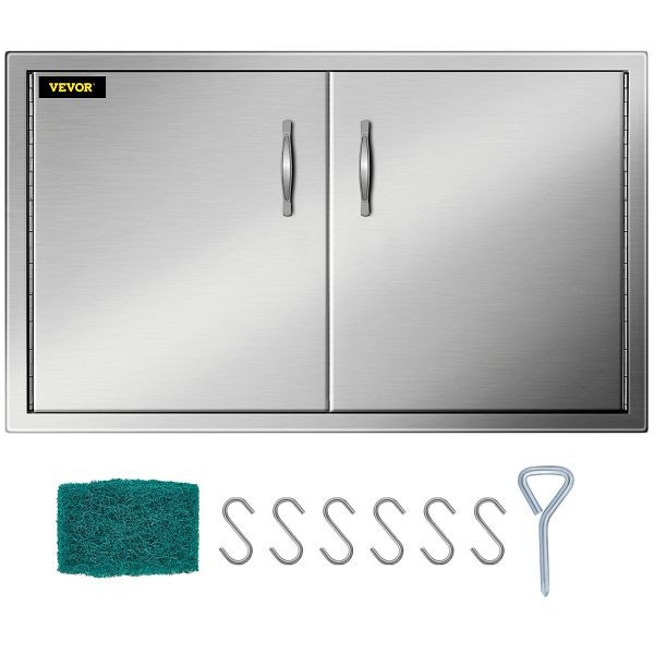 VEVOR 87x48 cm Kamintür Doppelschicht Putztür Edelstahl 304 Inspection Door BBQ Tür, 34.5X19YCBXGSKCGMV0