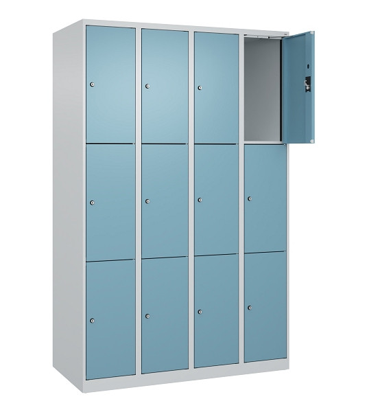 C+P Schließfachschrank Evolo PLUS, 12 Fächer, 1850x1200x500mm, 7035/0010, Abteile 4, Abteilbreite 300 mm, 049000-403 S10009