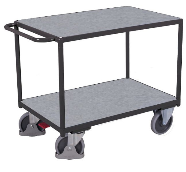 VARIOfit Schwerer Tischwagen mit 2 Zinkblechladeflächen, Ladefläche: 1.000 x 700 mm, RAL 7016 anthrazitgrau, sw-700.505/AG
