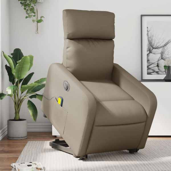 vidaXL Massagesessel mit Aufstehhilfe Elektrisch Cappuccino Kunstleder, 3206776