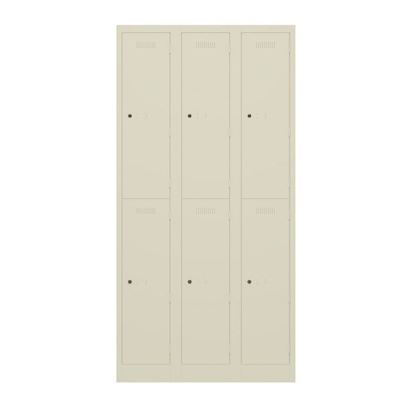 Bisley Garderobenschrank Primary Locker, 3 Abteile mit je 2 Fächern übereinander, 669 hellelfenbein, PL3050T2669