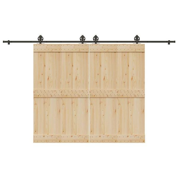 vidaXL Schiebetürbeschlag-Set 366 cm Stahl Schwarz, 3295799