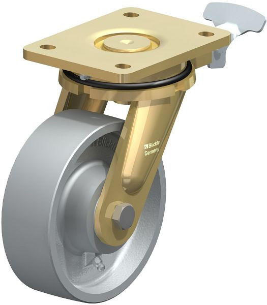 Blickle LS-G 150K-RI4 Stahlgeschweißte Schwerlast-Lenkrolle, schwere Drehkranz-Ausführung, Guss, Grau, 853094