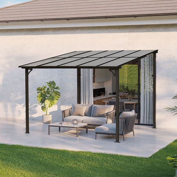 HOME DELUXE Terrassenüberdachung aus Aluminium ECO Anthrazit, 300 x 300 cm, 73608