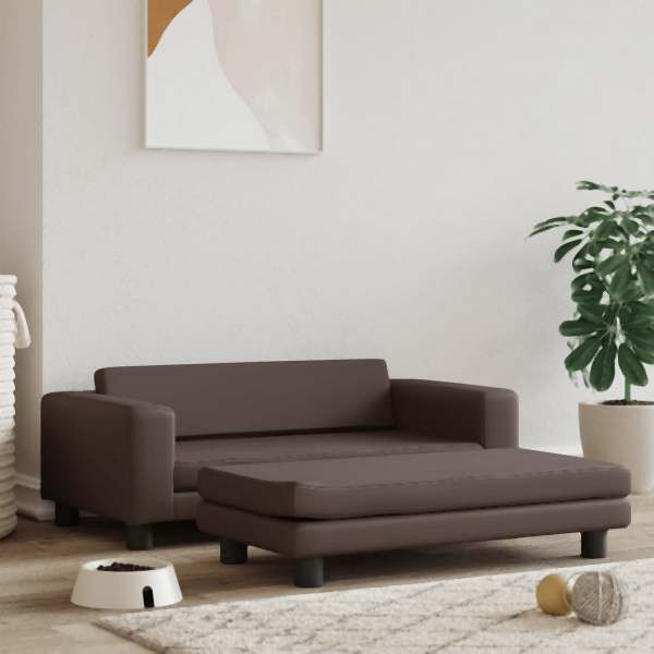 vidaXL Hundebett mit Verlängerung Braun 100x50x30 cm Kunstleder, 172028