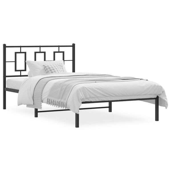 vidaXL Bettgestell mit Kopfteil Metall Schwarz 107x203 cm, 374237