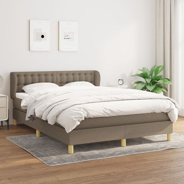 vidaXL Boxspringbett mit Matratze Taupe 140x190 cm Stoff, 3127121