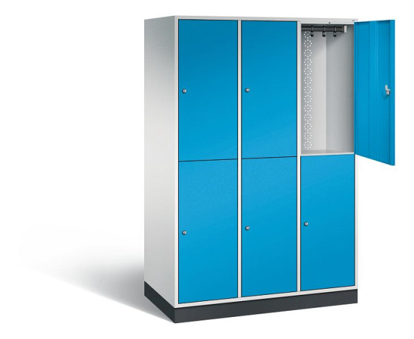 C+P Spind doppelstöckig XL Intro, H1950xB1220xT590mm, Farbe: Lichtgrau / Lichtblau, 8270-303 S10014