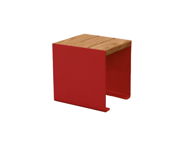 Procity Sitzbank Kube, 450 mm, Stahl & Holz Ohne Rückenlehne, helle Eiche/RAL 3004, 306397.3004.CHEC