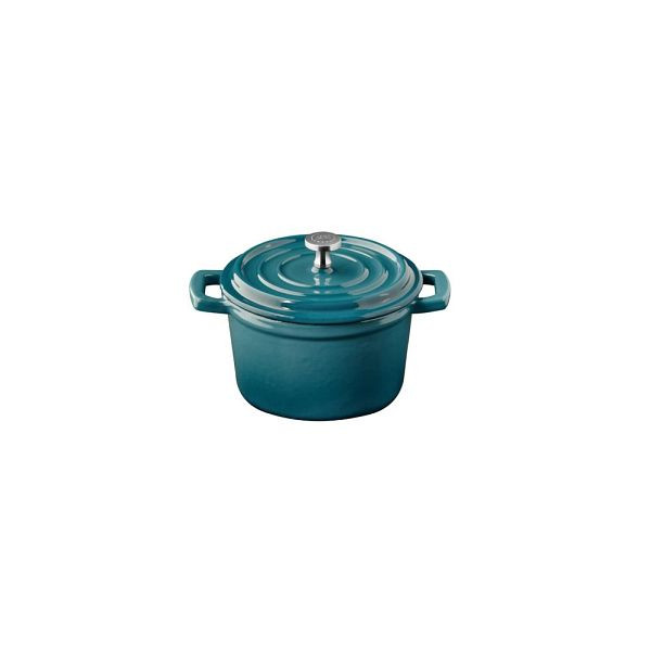 APS Mini-Serviertopf mit Deckel 5 STARS - Gusseisen emailliert, 0,35 Liter, türkis, induktionsgeeignet, 88332