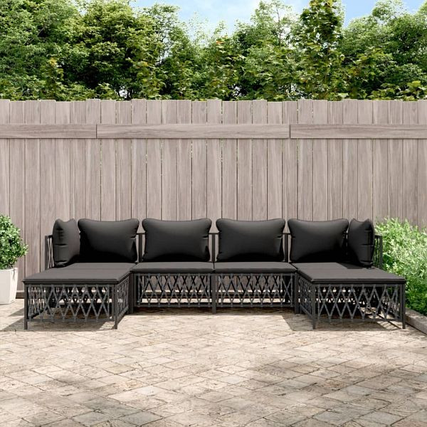 vidaXL 6-tlg. Garten-Lounge-Set mit Kissen Anthrazit Stahl, 3186901
