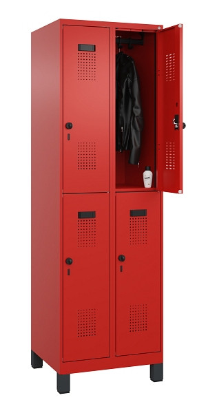 C+P Doppelstöckiger Spind Evolo PLUS, mit Füßen, 4 Fächer, 1950x600x500mm, 3020, Drehriegel, 049310-20 S10025