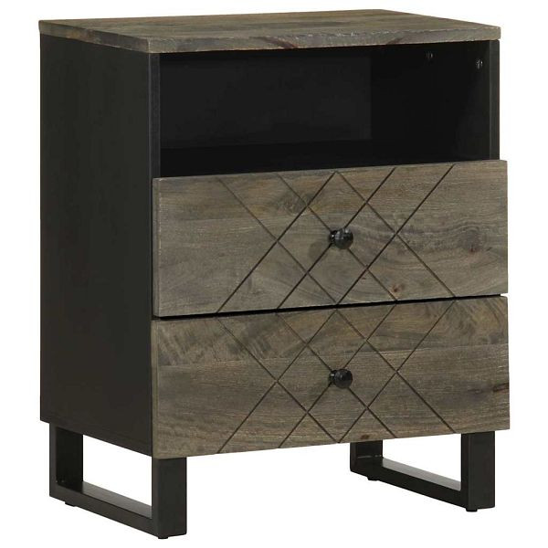 vidaXL Nachttisch Schwarz 50x33x62 cm Massivholz Mango, 4017694