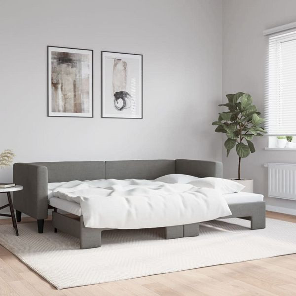 vidaXL Tagesbett Ausziehbar Dunkelgrau 80x200 cm Stoff, 3196574