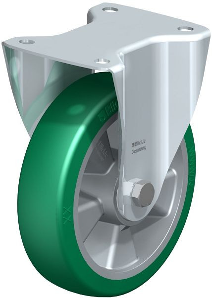 Blickle B-ALST 180K Stahlblech-Bockrolle, mittelschwere Ausführung, mit Anschraubplatte, Blickle Softhane®, Grün, 754305