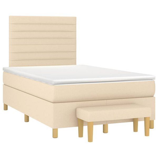 vidaXL Boxspringbett mit Matratze Creme 120x190 cm Stoff, 3270416