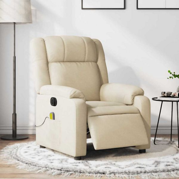 vidaXL Massagesessel Elektrisch Creme Stoff, bequem, 3205199