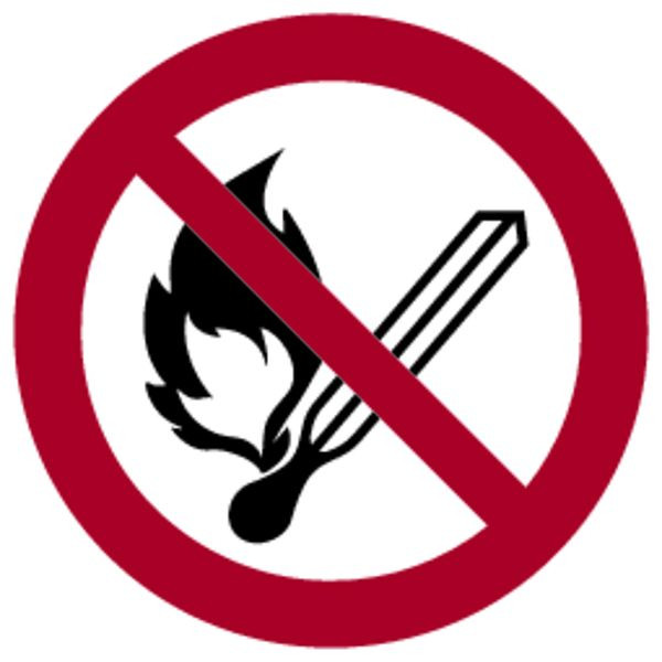 Schilder Klar Verbotszeichen Feuer, offenes Licht, Rauchen verboten DIN EN ISO 7010-P003, 300x1.5 mm Kunststoff, 3003/73