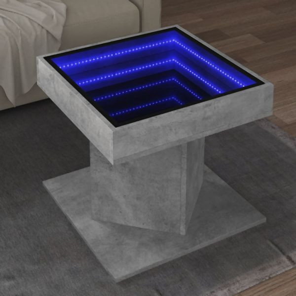 vidaXL LED-Couchtisch Betongrau 50x50x45 cm Holzwerkstoff, 847563