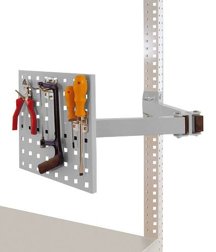 Manuflex Werkzeugträgerplatte für UNIVERSAL und PROFI, BxH 305 x 305 mm, mit Doppelgelenk-Schwenkausleger, Alusilber, ZB3567.9006