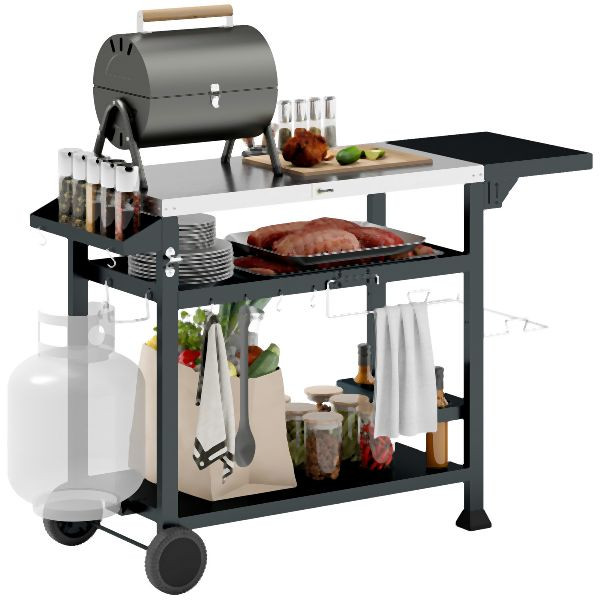 Outsunny Grillwagen, 125L x 65B x 84H cm, Schwarz, 846-130V00BK, 4255633561787