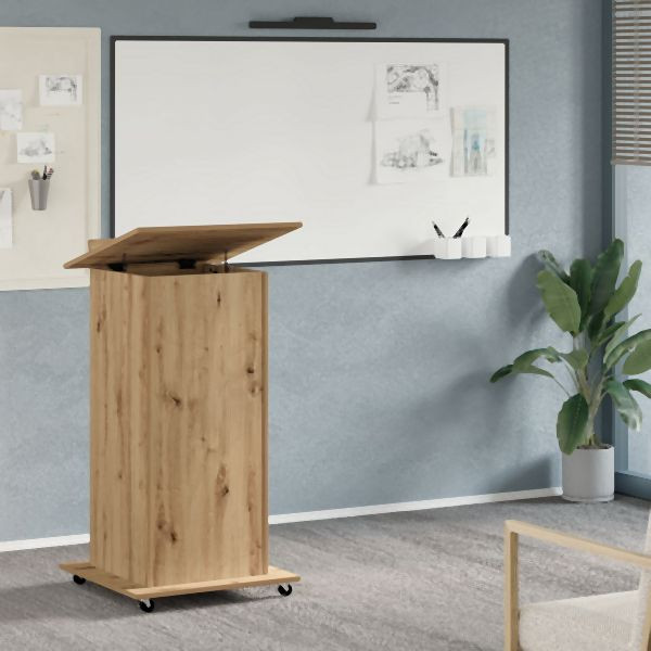 vidaXL Rednerpult mit Rädern Artisan Eiche Leimholz, 862298