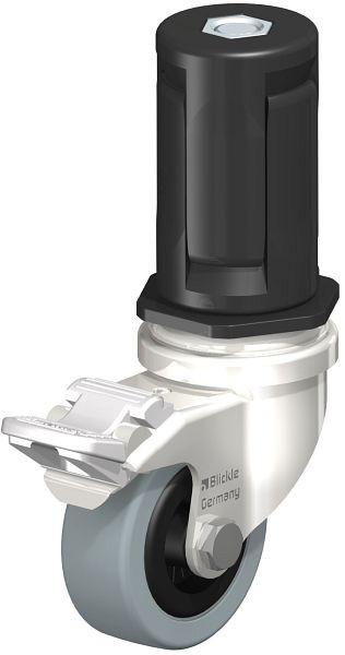 Blickle LRXA-VPA 50G-FI-EXR05 Edelstahl-Apparate-Lenkrolle mit Expander & Feststeller, Vollgummi, Grau, 856411