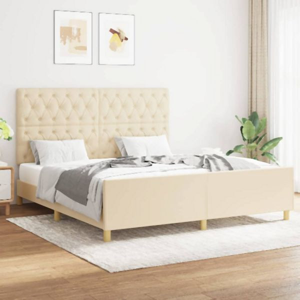 vidaXL Bettgestell ohne Matratze Creme 160x200 cm Stoff, 3125313