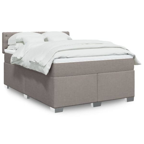 vidaXL Boxspringbett mit Matratze Taupe 160x200 cm Stoff, 3285950
