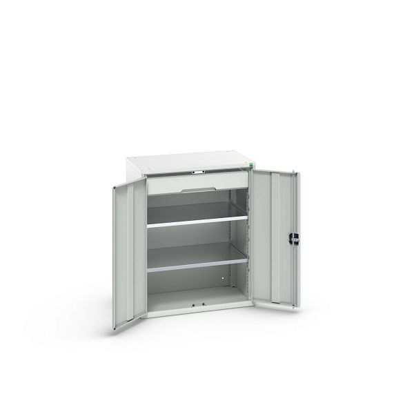 bott verso Flügeltürschrank mit Schubladen, mit 2 Fachböden und 1 Schublade, BxTxH: 800 x 550 x 1000 mm, Lichtgrau / Lichtgrau, 16926452.16